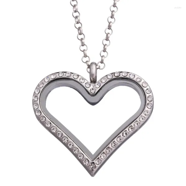 Catene 4 pezzi/lotto ciondolo con collana con medaglione in vetro magnetico apribile a forma di cuore con catena per gioielli da donna, regalo di compleanno