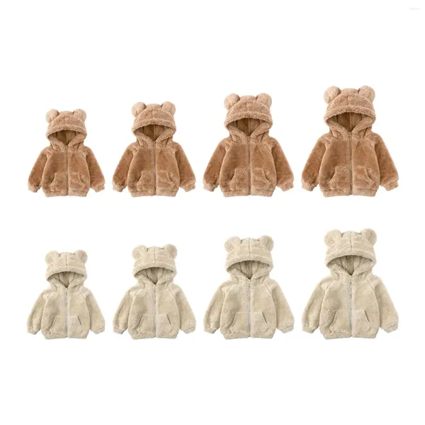 Felpe con cappuccio da uomo Calda giacca con cappuccio Abiti con tasche Orecchie da orso Forma Felpa ispessita Cappotto per l'inverno Raccolta all'aperto Ragazzi Ragazze