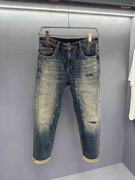 Jeans masculinos t1265 moda 2023 pista de luxo design europeu estilo festa roupas