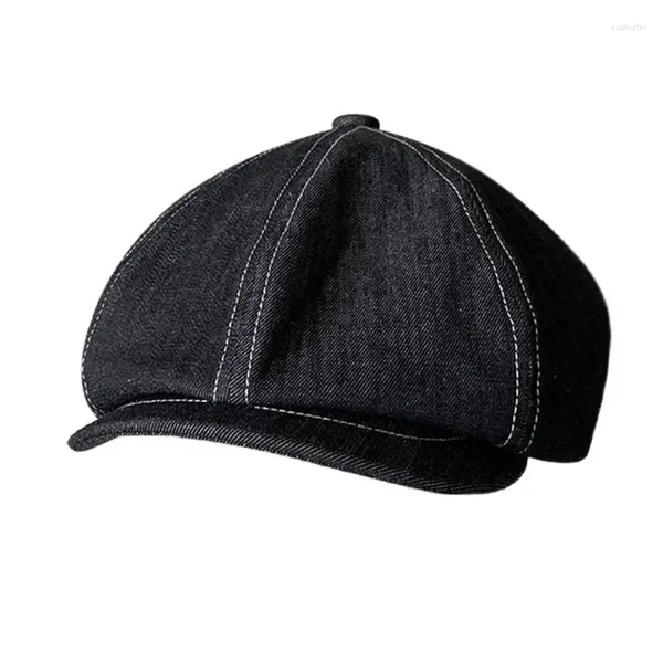 Beralar Yüksek Kaliteli Sboy Caps Erkek Kadınlar Siyah Bere İngiliz Gatsby Cap Bahar Sonbahar Denim Kumaş Şapka NC11