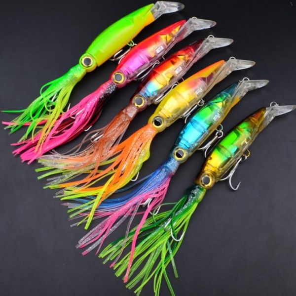 6 colori 14 cm 40 g esche da pesca calamari richiamo occhi 3D con barba esche da pesca gancio di alta qualità9855701