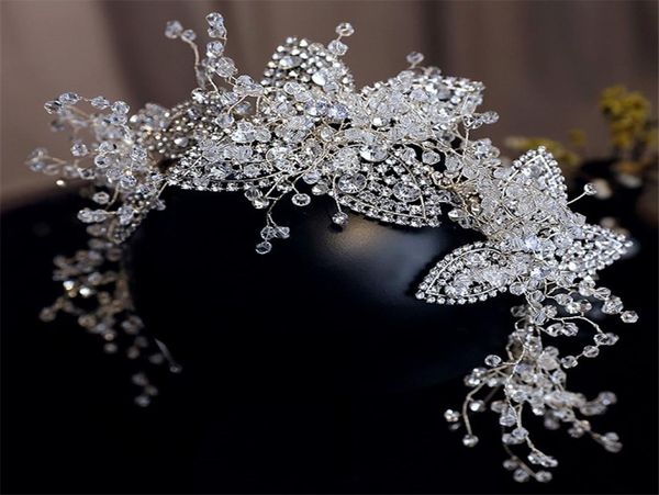 Moda casamento nupcial cristal bandana flor coroa tiara strass headpiece hairband coreano jóias acessórios para o cabelo ornamento 6684800