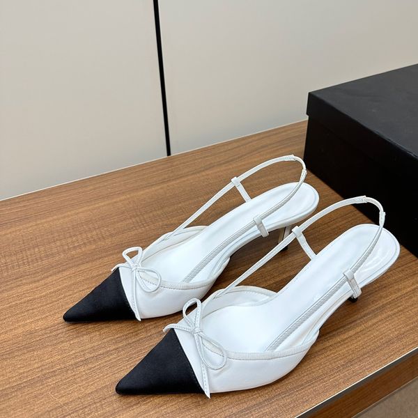 Высококачественные сандалии с острым носком на пятке высотой 5,5 см из марли и овчины, модельные туфли для вечеринок, женская роскошная дизайнерская вечерняя фабричная обувь с коробкой