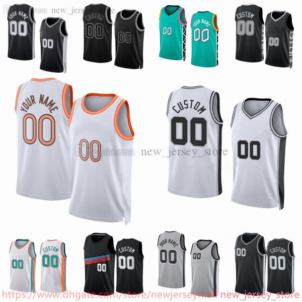 Camisas de basquete impressas personalizadas da nova temporada 2023-24 Adicione 6 camisetas turquesa pretas e brancas. Mensagem Qualquer número e nome no pedido