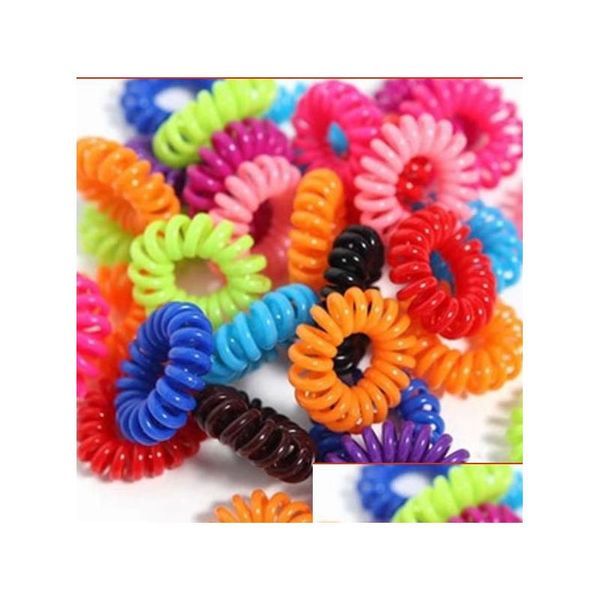 Accessori per capelli 150 pezzi / Legami per capelli a spirale Senza piega Cavo telefonico Colori caramelle elastiche Bobine Anelli Colorf Supporti per coda di cavallo Accessori Fo Dhdib