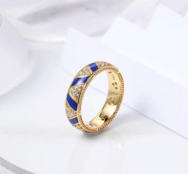 Ring aus 925er Sterlingsilber, 18 Karat Gelbgold, Damen- und Herrenringe, Originalverpackung für exotische Steine, Streifen, Luxus-Designer 4708842