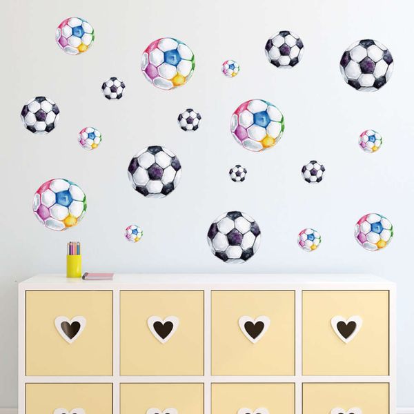 19 pz/set adesivi murali colorati calcio calcio nero per la camera dei bambini sala giochi camera da letto baby boy scuola materna decalcomanie della parete decor