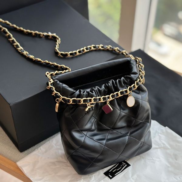 Kanal 22 Bag Koyun Derisi Deri Drawstring Mini Kova Çantaları Lambskin Tasarımcıları Lüks El çantası Moda Çantası Cüzdan Alışveriş Hobo Taş Aikim Koltuk Altyapı Koltuk