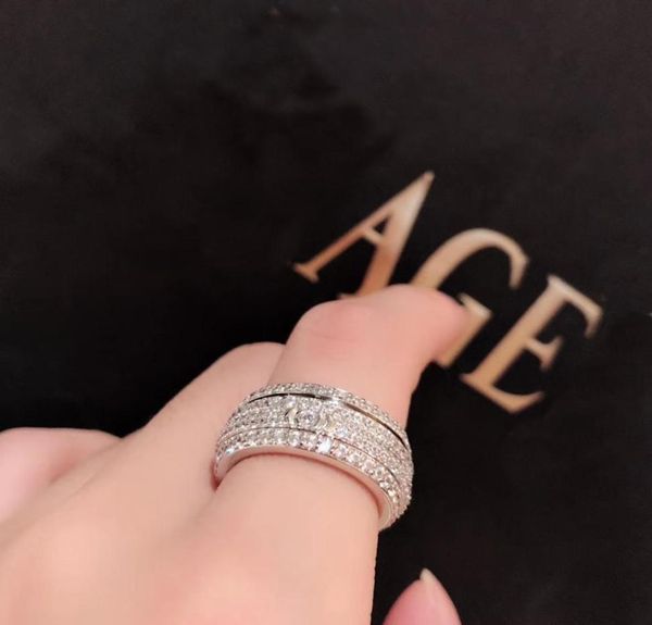 anillo de la serie de posesión PIAGE ROSE extremadamente plata de ley chapada en oro de 18 quilates Joyería de lujo giratorio exquisito regalo marca diseñador4382756