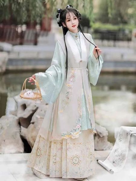 Abbigliamento etnico Hanfu Horse Face Gonna Donna Halloween Costume Cosplay Cinese Vintage Tradizionale Estate Rosa Verde 3 pezzi 231212