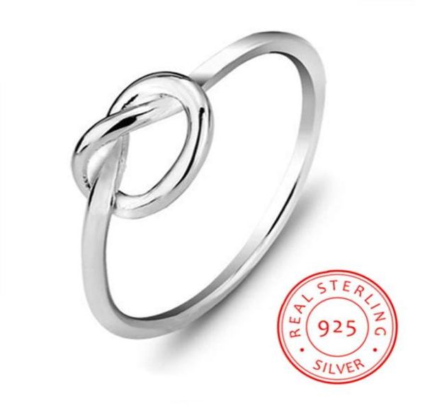 100 925 Sterling Silber Dünner Knotenring Damen Einfacher S925 Gravierter Ring Persönlichkeit Bandring Schmuck9127885