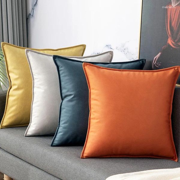 Kissenbezug Samt Nordic Light Luxus Wohnzimmer Sofa Kissenbezug Abdeckung Taille Einfarbig Orange Blau