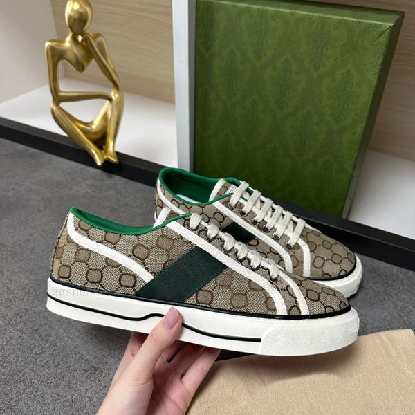 Tênis 1977 tênis de lona sapatos de luxo mulheres homens designer tênis treinadores retro jacquard denim vermelho verde web listra bordado apartamentos sapatos casuais