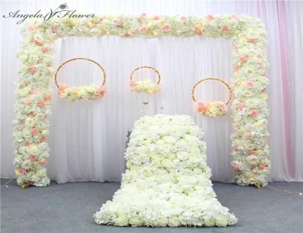 Arco de casamento arranjo de flores suprimentos diy festa de casamento decoração de flores rosa peônia estrada chumbo flor artificial linha mesa corredor7246826