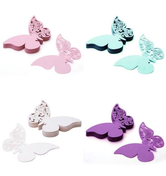 Tischmarke Name Paper Laser Cut Karten Schmetterlingsform Weinglas Place -Karten für Hochzeitsfeier Dekoration5609471