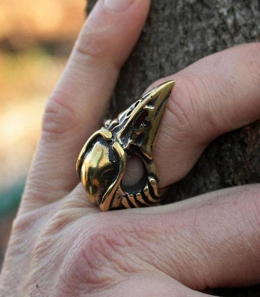 Clusterringe Special Bird Skull Raven Ring Punk Style Schmuck Verstellbarer cooler Crow Head Skelett Halloween4904161