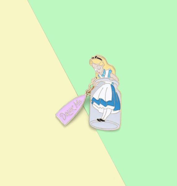 Броши-булавки в европейском и американском стиле, креативная индивидуальная мультяшная брошь принцессы с маслом, розовая бутылка для воды, BADGE4727141