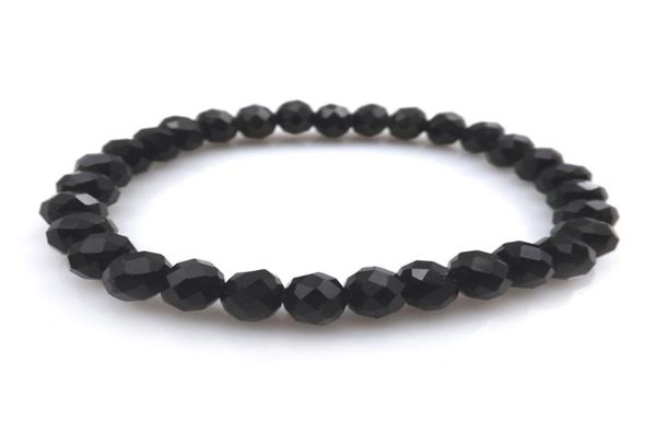 Bracciale con perline di cristallo sfaccettato di colore nero da 8 mm per le donne Braccialetti elastici stile semplice 20 pezzi lotto 6110063