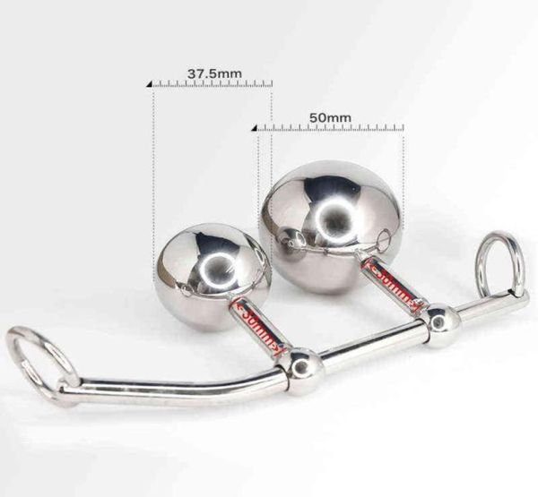 NXY Analspielzeug, weiblicher Vaginal-Hintern-Analplug, Metall-Keuschheitsgürtel, Gerät zum Tragen im Freien, Doppelkugel, BDSM-Bondage-Haken, Arschschloss, 12168472083