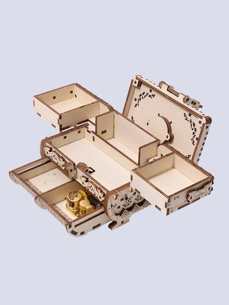 3D Puzzles 3D Puzzle De Madeira Caixa De Música Kit Antigo Caixa De Jóias DIY Decoração De Casa Modelo Presentes De Aniversário Ou Natal 231212