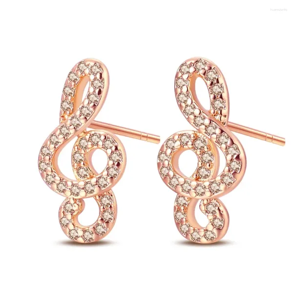 Orecchini a cerchio Auricolari unici in argento sterling 925 in oro rosa Note K Accessori per gioielli per appassionati di musica