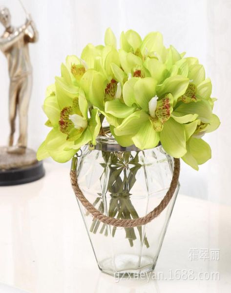 Orchide floreale artificiale Latex Real Touch 6 teste Cymbidium Fallo Flower Decorazione per la casa sposa con bouquet5080176