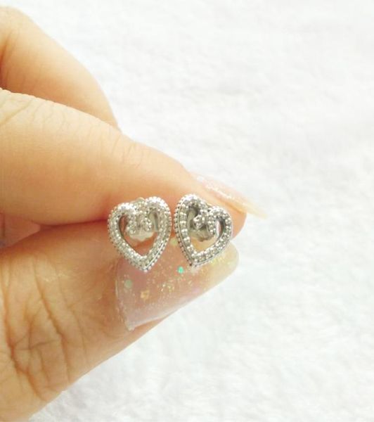 Orecchini a forma di cuore all'ingrosso per argento sterling P 925 con diamanti CZ orecchini da donna a vortice d'amore di alta qualità con originale7170688