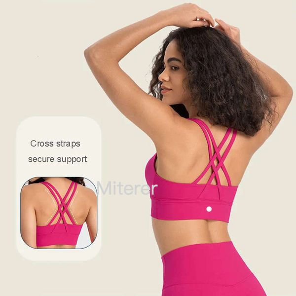 L-002 Sutiã esportivo clássico amanteigado para ioga, adequado para a pele, feminino, tops da moda, sexy, alça cruzada, regata, roupa íntima feminina, colete fiess com