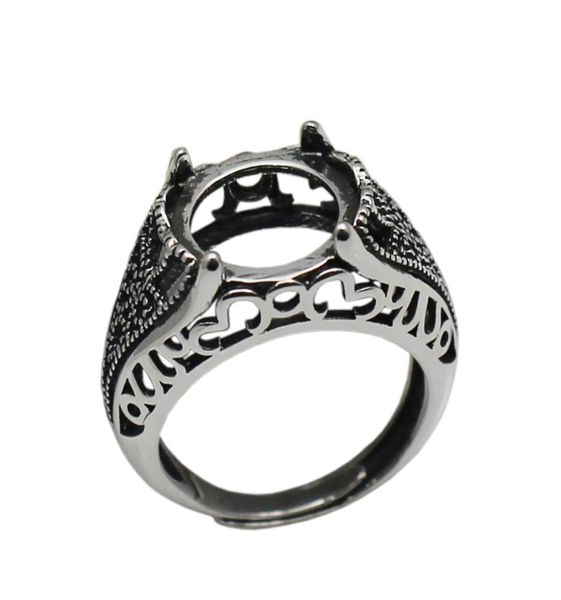 Beadsnice 925 prata esterlina filigrana anel configuração se encaixa 12mm cabochão redondo tom de prata antigo anéis feitos à mão para mulher ID 337606166592
