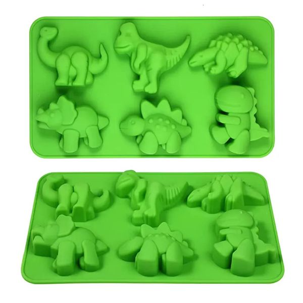 Stampi da forno Stampo per torta in silicone dinosauro per bambini Cartone animato Dino Vassoio per caramelle al cioccolato Sapone Strumenti per realizzare candele Cupcake Topper Decorazione 231213