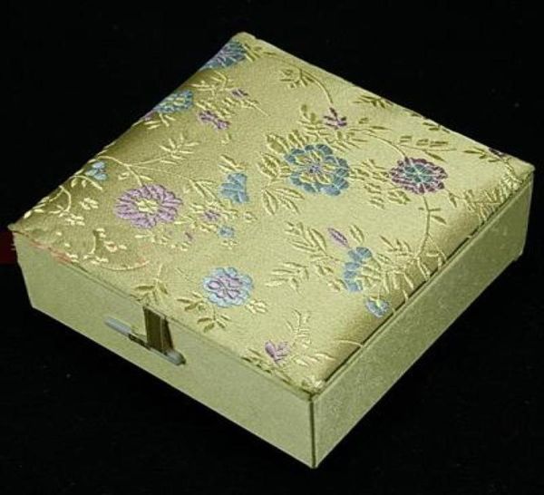 Scatole regalo per gioielli in broccato di seta Scatola quadrata per ricordi imbottita in cotone Scatola per braccialetti di fascia alta 2 pezzi Colore misto 8726856