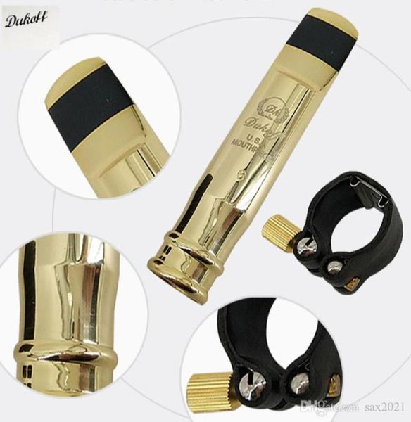 Profissional Dukoff Alto Tenor Soprano para Saxofone Metal Metal Bocalista de laca de ouro