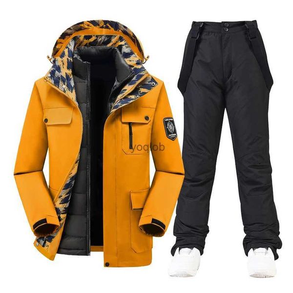 Damen Trainingsanzüge Skianzug Herren Winter Schneeanzug Sets Snowboardkleidung Wasserdichter Mantel Daunenjacke Outdoor Winddicht Schnee und TrägerhoseL231213