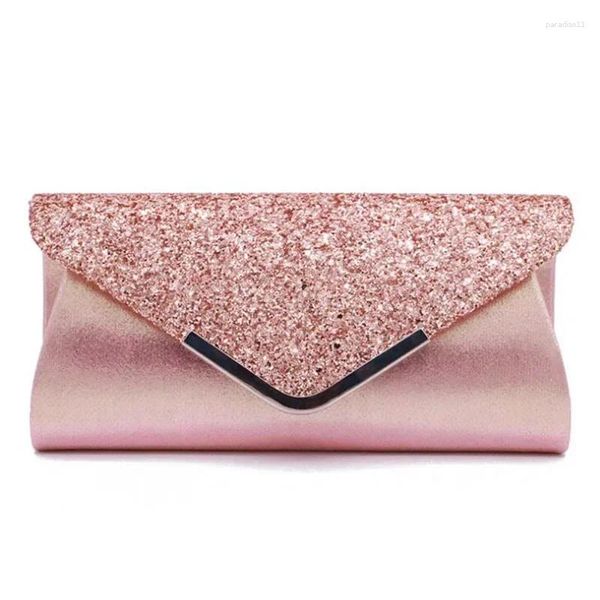 Borse da sera Europa America Moda Pu Paillettes 2024 Classico Trendy Blu Nero Rosa Frizioni Borse Borsa a tracolla a catena per le donne