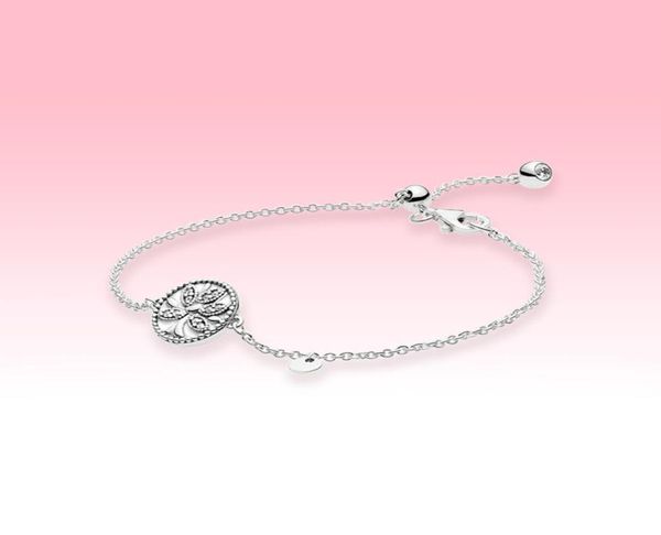 Espumante Family Tree Slider Pulseira Mulheres Meninas Festa Jóias para P 925 Sterling Silver Pulseiras de tamanho ajustável com caixa original7963268