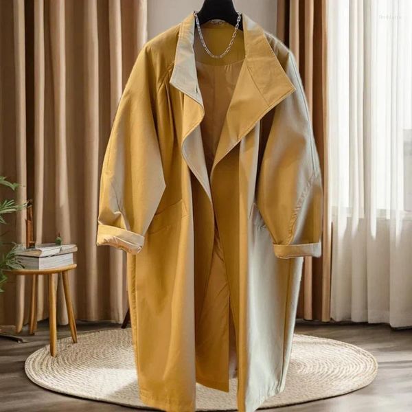 Женские плащи SuperAen 2023, европейский элегантный стиль, осень/зима, свободное длинное пальто с воротником-стойкой, свободное длинное пальто для женщин