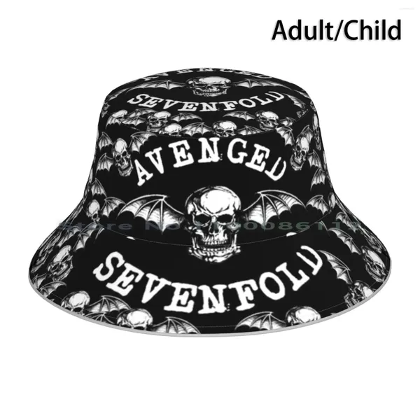 Berets Skull Smile Bucket Hat Sun Cap Heavy Avenged Sevenfold Power Metal A7x Trash Black Hard Core Faltbar Outdoor