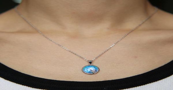 Neueste tropfenförmige und sternförmige Halskette mit Anhänger aus 100 925er Sterlingsilber, edler Schmuck, blauer Feueropal, Edelstein, Sommer- und Strandschmuck, Geschenke Q9231838