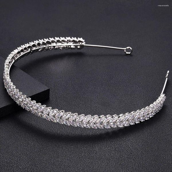 Saç klipleri Janekelly Crystal Ladies Wedding Band başlıkları ile küp zirkon toptan gelin aksesuarları headdress tiaras