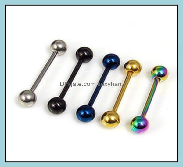 Zungenringe Körperschmuck 316L Edelstahl Piercing für Frauen Barbell Glänzende Metallkugel Piercings Bar Niedlich Dzrse4669917