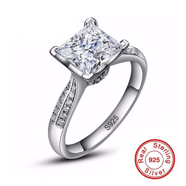 100% Solid 925 Silver Ring Wedding Jewelry Big 3 Carat CZ Zircon Engagement Rings for Women XR038217h