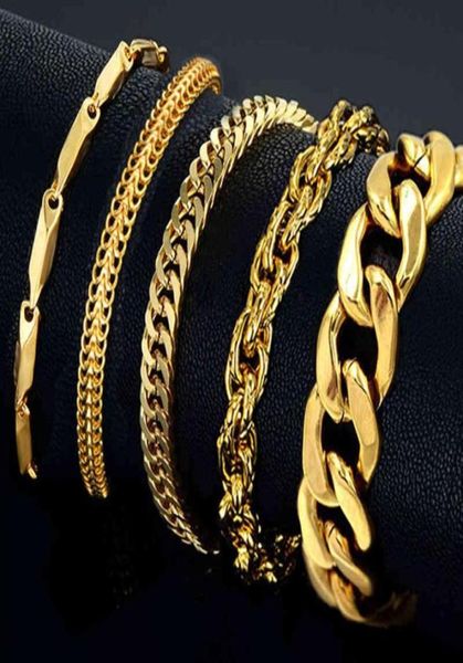 Armband Herren Edelstahl Männlich Ganze Braslet Silber Farbe Braclet Chunky Cuban Chain Link Gold für Man255n4509269