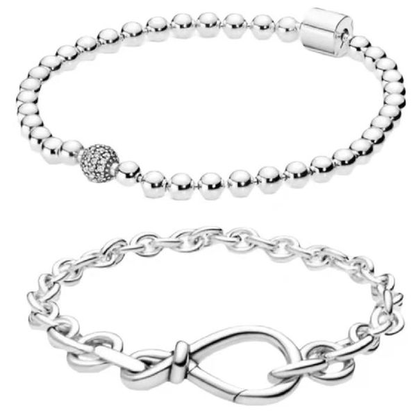 NEUES klobiges Unendlichkeitsknoten-Kettenarmband mit Perlensträngen Damen-Mädchen-Geschenkschmuck für Pandroa 925 Sterling Silber Handkettenarmband8426965