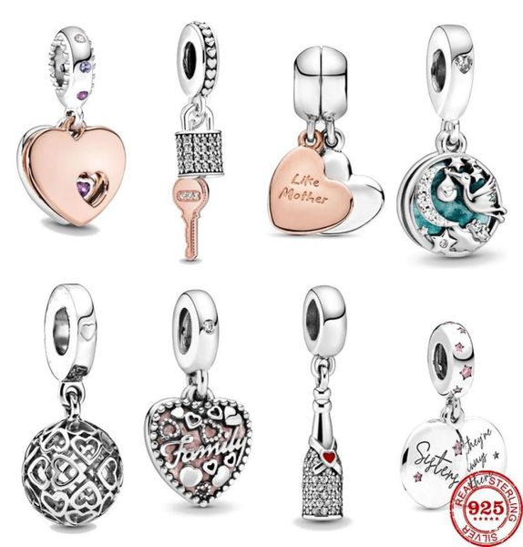 925 sterling silver ciondola fascino stelle scintillanti mamma sorella perline perline charms braccialetto gioielli fai da te accessori2072144