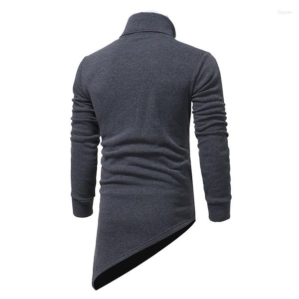 Hoodies masculinos hip hop algodão com capuz gola alta velo zíper irregular longo moletom com capuz casual manga masculina