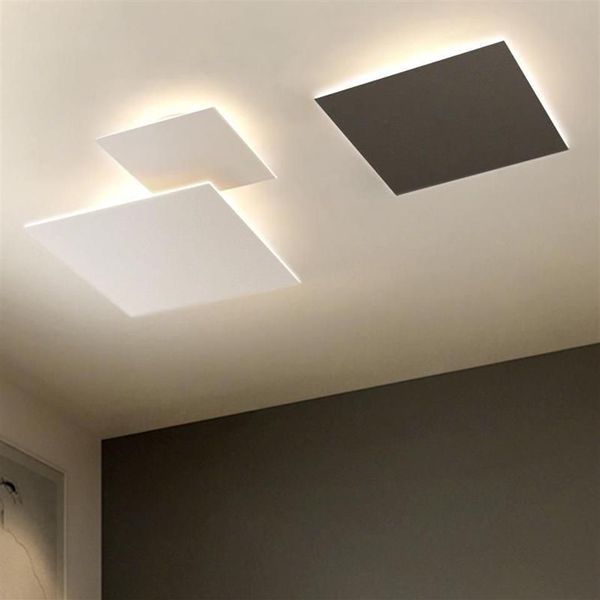 Luzes de teto lâmpada led moderno e minimalista para sala estar estudo quarto interior corredor quadrado preto decoração casa design luz fixtu206u