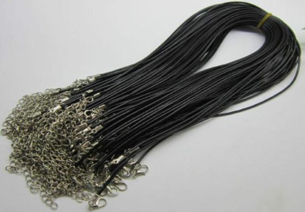 1 мм, 15 мм, 2 мм, 3 мм, 100 шт., черный регулируемый шнур для ожерелья из натуральной кожи для рукоделия, ювелирная цепочка 18039039 с Lobst9505375