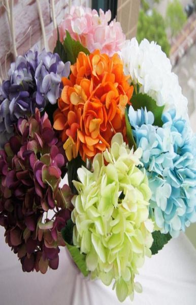 Ortensia intera grande testa di fiore 19 cm 75quot Bouquet di ortensie bianche di seta per centrotavola di nozze Decorativo per feste a casa GA7083998