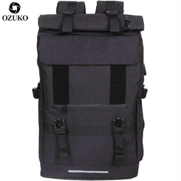 Ozuko 40L Büyük Kapasiteli Seyahat Sırt Çantaları Erkekler USB Ücret Dizüstü Bilgisayar Sırt Çantası Gençler için Çok Fonksiyonlu Seyahat Erkek Okul Çantası 211203244D