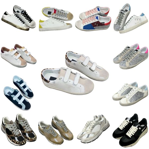 Vintage terlik kirli yıldız tasarımcı ayakkabıları dantel yukarı gün rahat ayakkabı gerçek deri paten ayakkabıları parlayan elmas spor ayakkabı leopar baskı platform ayakkabı hooploop açık